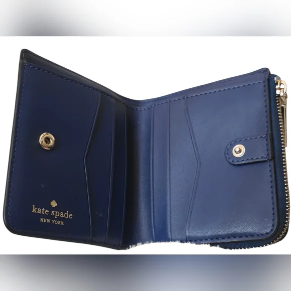 Kate Spade Multi-Color Striped Saffiano Leather Compact Wallet - Picture 4 of 6